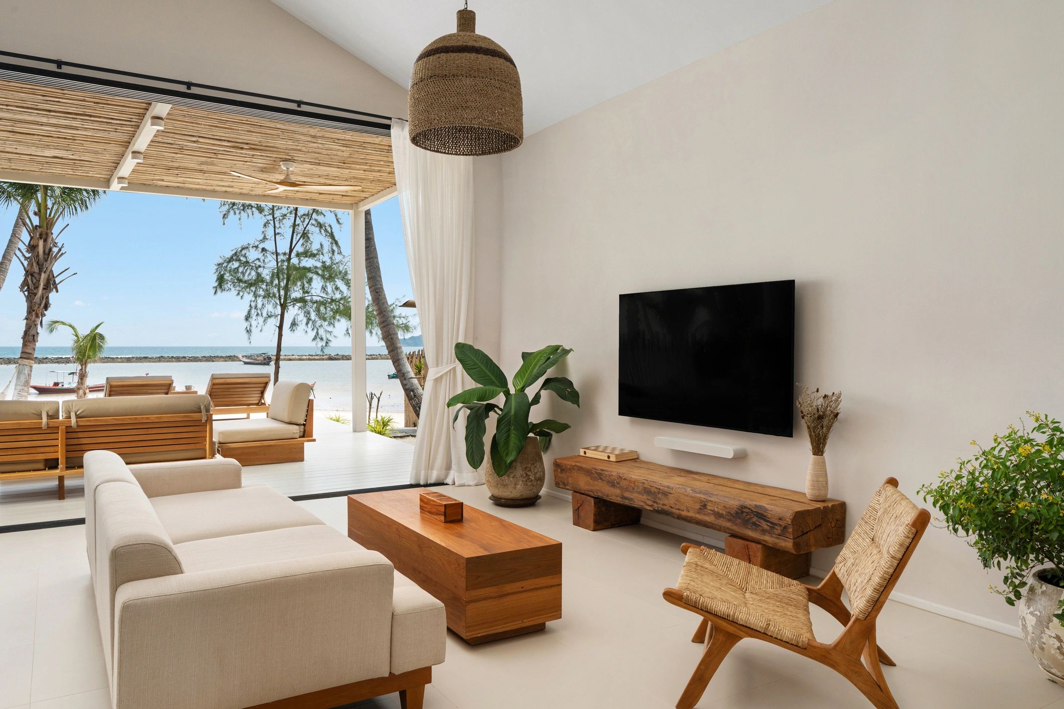 Modern staged living room with elegant furniture